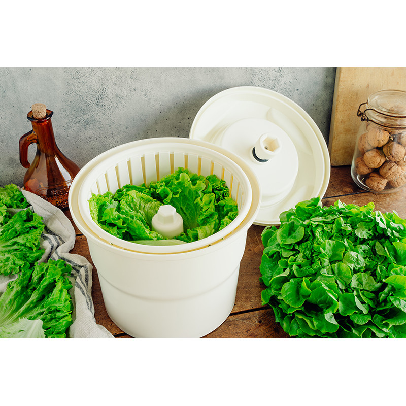 Essoreuse à salade, 5 L, grande essoreuse manuelle pour salade et fruits et  légumes avec couvercle sécurisé et poignée rotative, salades plus  savoureuses et préparation des aliments plus rapide, : : Cuisine
